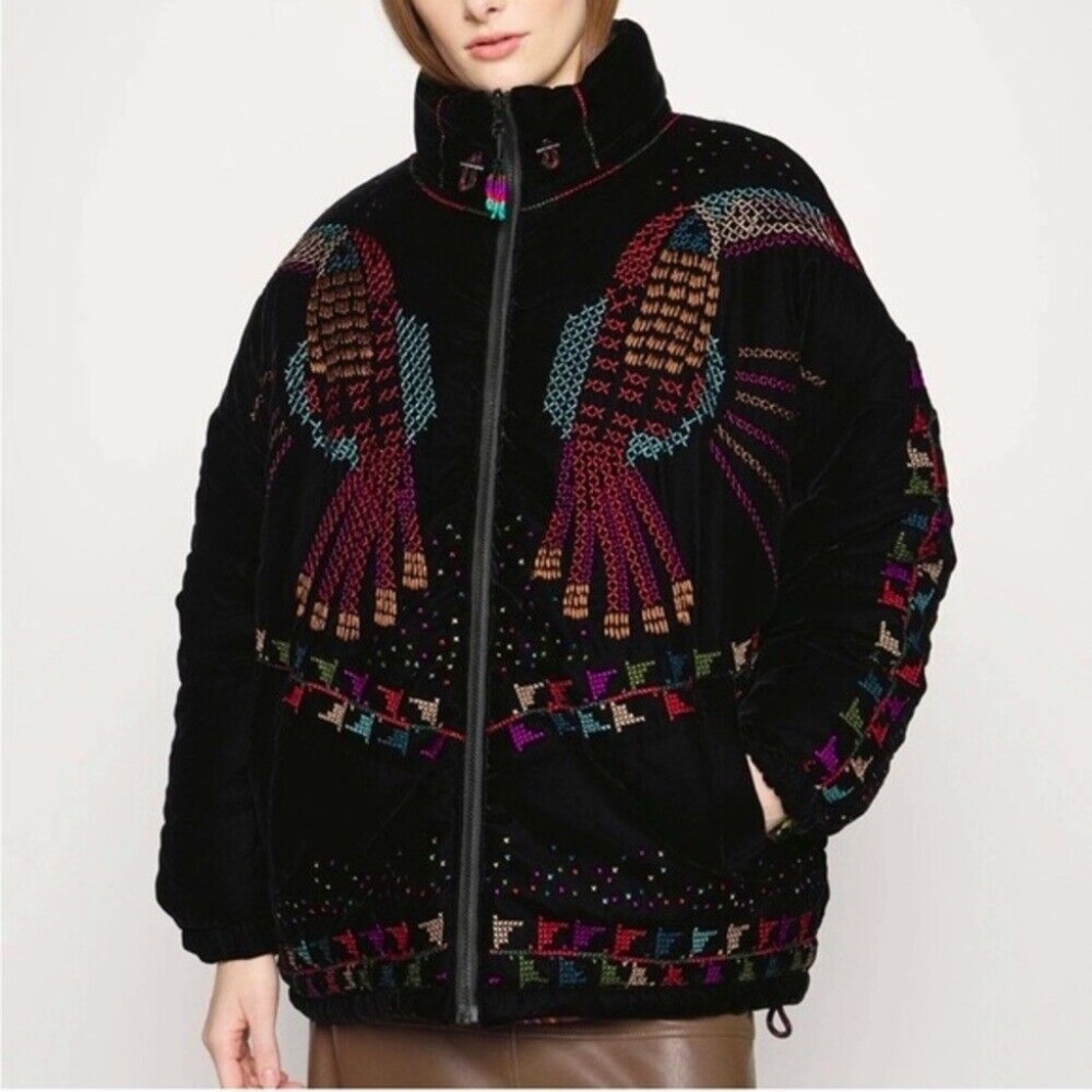 Farm Rio Embroidered Reversible Puffer Jacket size NWT $400